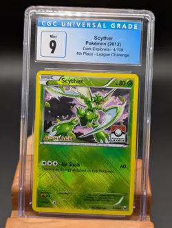 2012 Pokemon Dark Explorers Scyther Reverse Holo #4 CGC Mint 9 4th Place League - Image 1