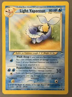 Pokemon Light Vaporeon Uncommon Unlimited Neo Destiny 052/105 LP+/NM- - Image 1
