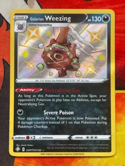 Galarian Weezing SV077/SV122 Shiny Holo Rare Pokemon- Shining Fates: Shiny Vault - Image 1