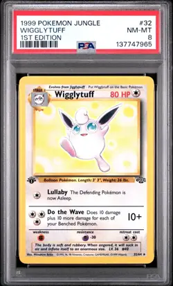 1999 Pokemon Jungle 1st Edition Wigglytuff 32 FRESHLYGRADED PSA 8 NEAR MINT-MINT - Image 1