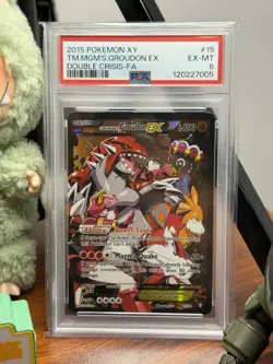 2015 POKEMON XY DOUBLE CRISIS #15 FULL ART/TEAM MAGMA'S GROUDON EX PSA 6 - Image 1