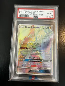 Pokemon TCG Tapu Koko GX Secret Rare Holo 153/145 Sm-Guardians Rising PSA 4 - Image 1