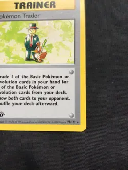 Pokemon Cards: Base Set 1st Edition Rare: Pokemon Trader 77/102 - Image 4