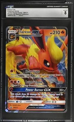 Pokemon English Flareon GX SM171 2019 Jumbo Promo Cards Flareon GX CGC 8 - Image 1