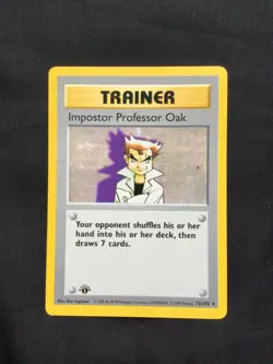 Pokemon Cards: Base Set 1st Edition Rare: Impostor Professor Oak 73/102 - Image 1