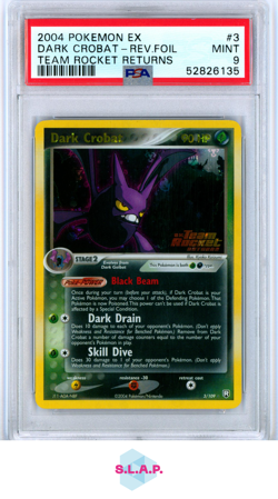 DARK CROBAT POKEMON 3/109 2004 TEAM ROCKET RETRUNS REVERSE RARE STAMPED EN PSA 9 - Image 1