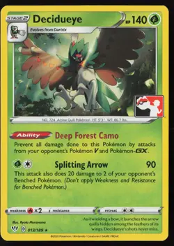 Pokemon Decidueye 013/189 Prize Pack Series Cards Non-Holo Pack Fresh - NM - Image 1
