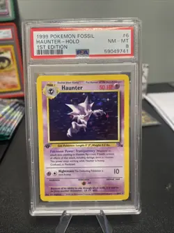 Pokemon Haunter 1st Edition Holo Rare 6/62 Fossil PSA 8 (1999) - Image 1