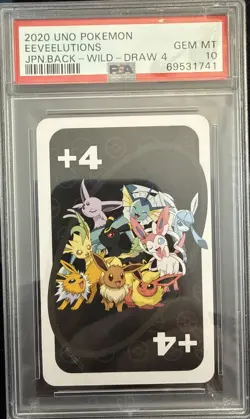 PSA 10 2020 UNO POKEMON JAPANESE BACK-WILD-DRAW 4 EEVEELUTIONS - Image 1