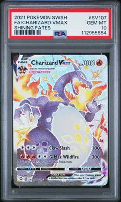 PSA 10 Charizard VMAX Shining Fates Full Art SV107/SV122 Pokemon Card FA 2021 - Image 1