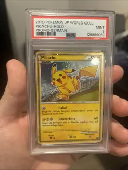PSA 9 PIKACHU WORLD PROMO GERMAN POKEMON HOLO FS JAPAN 2010 RARE - Image 1