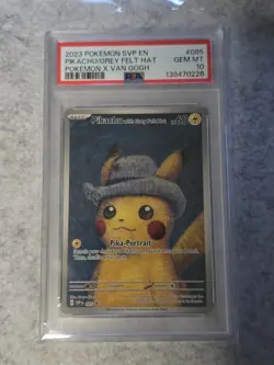 2023 SVP POKEMON X VAN GOGH #085 PIKACHU WITH GREY FELT HAT PSA 10 CARD - Image 1