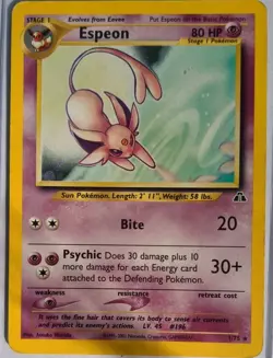 Pokemon Espeon Neo Discovery TCG 1/75 Holo Unlimited Rare MP - Image 1