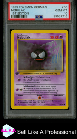 NEBULAK 1ST EDITION POKEMON GERMAN 1999 50 PSA 10 - Image 1