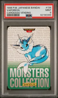 Pokemon Vintage Japanese 1996 Bandai Carddass Vending 134 Vaporeon PSA 9 Mint - Image 1
