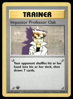 Pokemon Cards Impostor Professor Oak 73/102 1ST EDITION Base Set Rare MP - Image 1