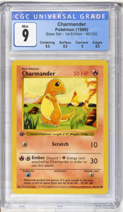 Pokemon 1999 Base Set 1st Edition Charmander 46/102 CGC Mint 9 - Image 1