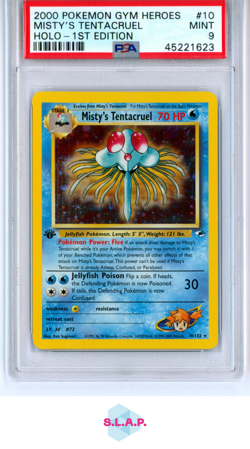 MISTYS TENTACRUEL POKEMON 10/132 2000 GYM HEROES 1. EDITION HOLO ENGLISH PSA 9 - Image 1