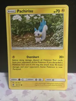 Pachirisu 80/214 Common Yuka Morii SM - Lost Thunder Pokemon Card - Image 1