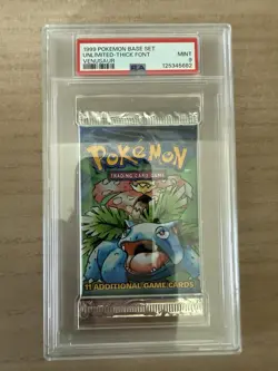 1999 POKEMON BASE SET UNLIMITED-THICK FONT VENUSAUR PACK PSA 9 MINT - Image 1
