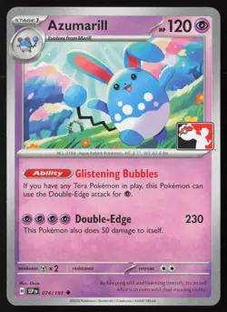 Pokemon Azumarill 074/191 Prize Pack Series Cards Non-Holo Pack Fresh - NM - Image 1