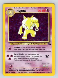 Hypno 8/62 Fossil Set Holo Rare Vintage WotC Pokemon Card PL! - Image 1