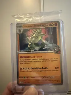 Pokemon TCG Team Rockets Tyranitar Card Stamped, 096/182 Pokemon Center - Image 1