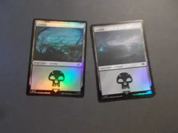 Swamp 266 and 267 Foil x1 MTG LOTR Black Common Land - Image 1