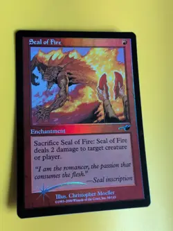 Seal of Fire. Enchantment MTG Card. OLD VINTAGE FOIL. NEMESIS. - Image 1