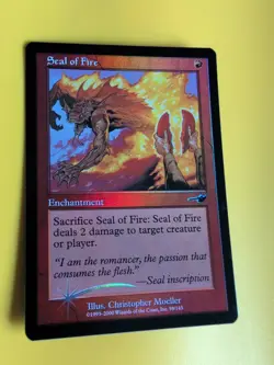 Seal of Fire. Enchantment MTG Card. OLD VINTAGE FOIL. NEMESIS. - Image 2