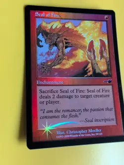 Seal of Fire. Enchantment MTG Card. OLD VINTAGE FOIL. NEMESIS. - Image 3