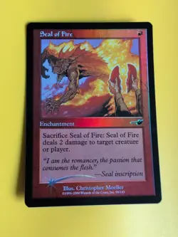 Seal of Fire. Enchantment MTG Card. OLD VINTAGE FOIL. NEMESIS. - Image 5