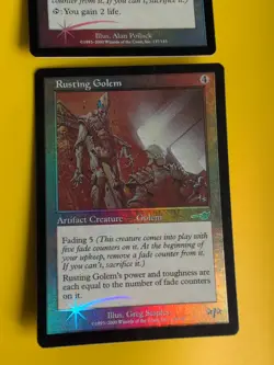Rusting Golem & Rejuvenation Chamber MTG 2 Card. OLD VINTAGE FOIL. NEMESIS. - Image 2