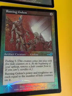 Rusting Golem & Rejuvenation Chamber MTG 2 Card. OLD VINTAGE FOIL. NEMESIS. - Image 4