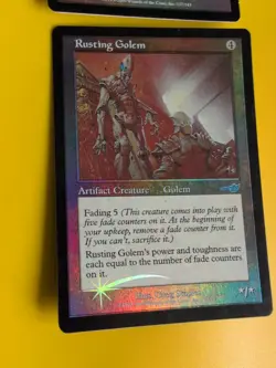 Rusting Golem & Rejuvenation Chamber MTG 2 Card. OLD VINTAGE FOIL. NEMESIS. - Image 5