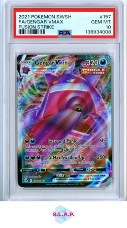 FA/GENGAR VMAX FUSION STRIKE POKEMON SWSH FUSION STRIKE 2021 157 PSA 10 - Image 1