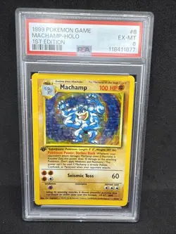 1999 Pokemon - Machamp - Holo - 1st Edition, 8/102 - PSA 6 - Image 1