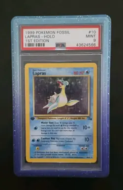 Pokemon Lapras 10/62 Fossil 1st Edition Holo Rare English PSA 9 - Image 1