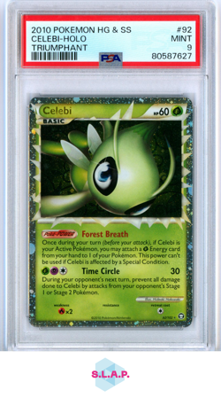 CELEBI POKEMON 92/102 2010 TRIUMPHANT HOLO ENGLISH PSA 9 - Image 1