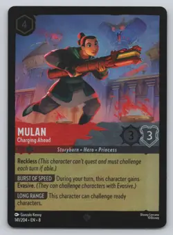 Disney Lorcana Cold Foil - Mulan - Charging Ahead 141/204 - Reign of Jafar (8) - Image 1