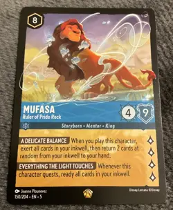 A MUFASA RULER PRIDE ROCK SHIMMERING SKIES LEGENDARY #150 DISNEY LORCANA CARD. - Image 1