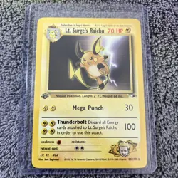 Pokemon Lt. Surges Raichu Card 28/132 Gym Heroes WOTC LP EXCELLENT - Image 1