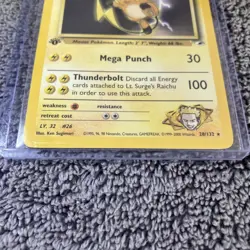 Pokemon Lt. Surges Raichu Card 28/132 Gym Heroes WOTC LP EXCELLENT - Image 3