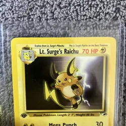 Pokemon Lt. Surges Raichu Card 28/132 Gym Heroes WOTC LP EXCELLENT - Image 4
