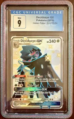 Pokemon Card CGC 9 Mint Decidueye gx Hidden Fates S&M 2019 SV47/SV94 - Image 1