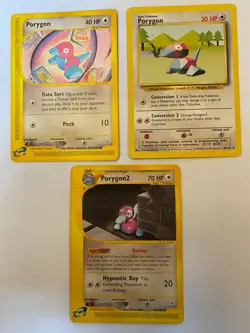 Set of 3 PORYGON Pokemon Cards - Porygon 39/10 & 103a/147 Porygon2 28/147 - Used - Image 1