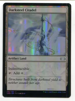 Magic The Gathering MTG Double Masters Foil Card #315 Darksteel Citadel - Image 1