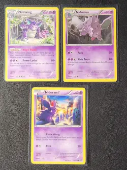 Nidoking 45/114, Nidorino 44/114, Nidoran 43/114 Pokemon card XY Steam Siege NM - Image 1