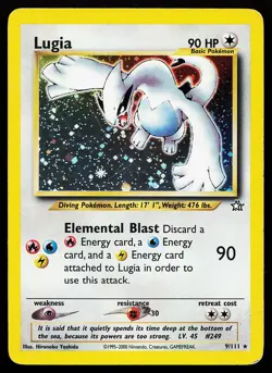 Lugia 9/111 Holo Rare Neo Genesis Pokemon Card creased - Image 1