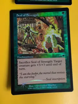 Seal of Strength x2 Enchantment MTG 2 Card. OLD VINTAGE FOIL. NEMESIS. - Image 2
